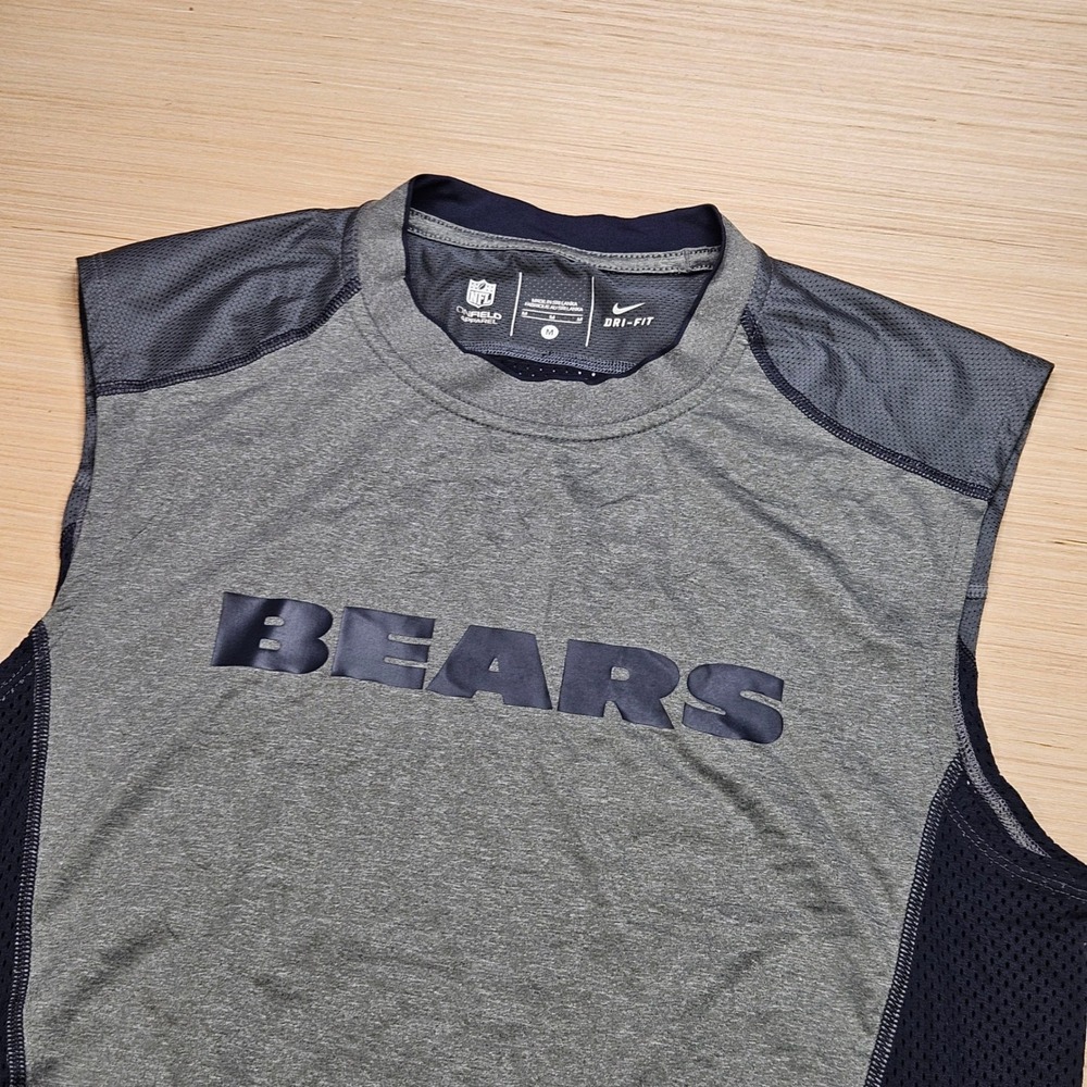 Chicago Bears Nike NFL OnField Sleeveless Shirt Men M Gray Dri-Fit Training Tank